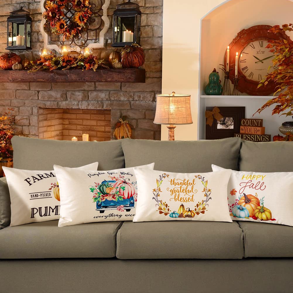 Sungeek Set di 4 federe decorative per cuscini in morbido corduroy, mix