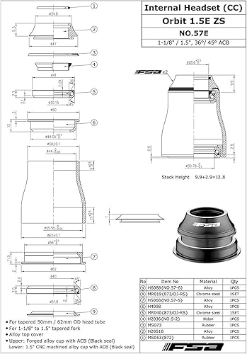 Miniatura 4 de FSA No.57E Orbit 1.5E ZS 1-18" a 1.5" Auriculares cónicos OD 502.441 in, XTE1532