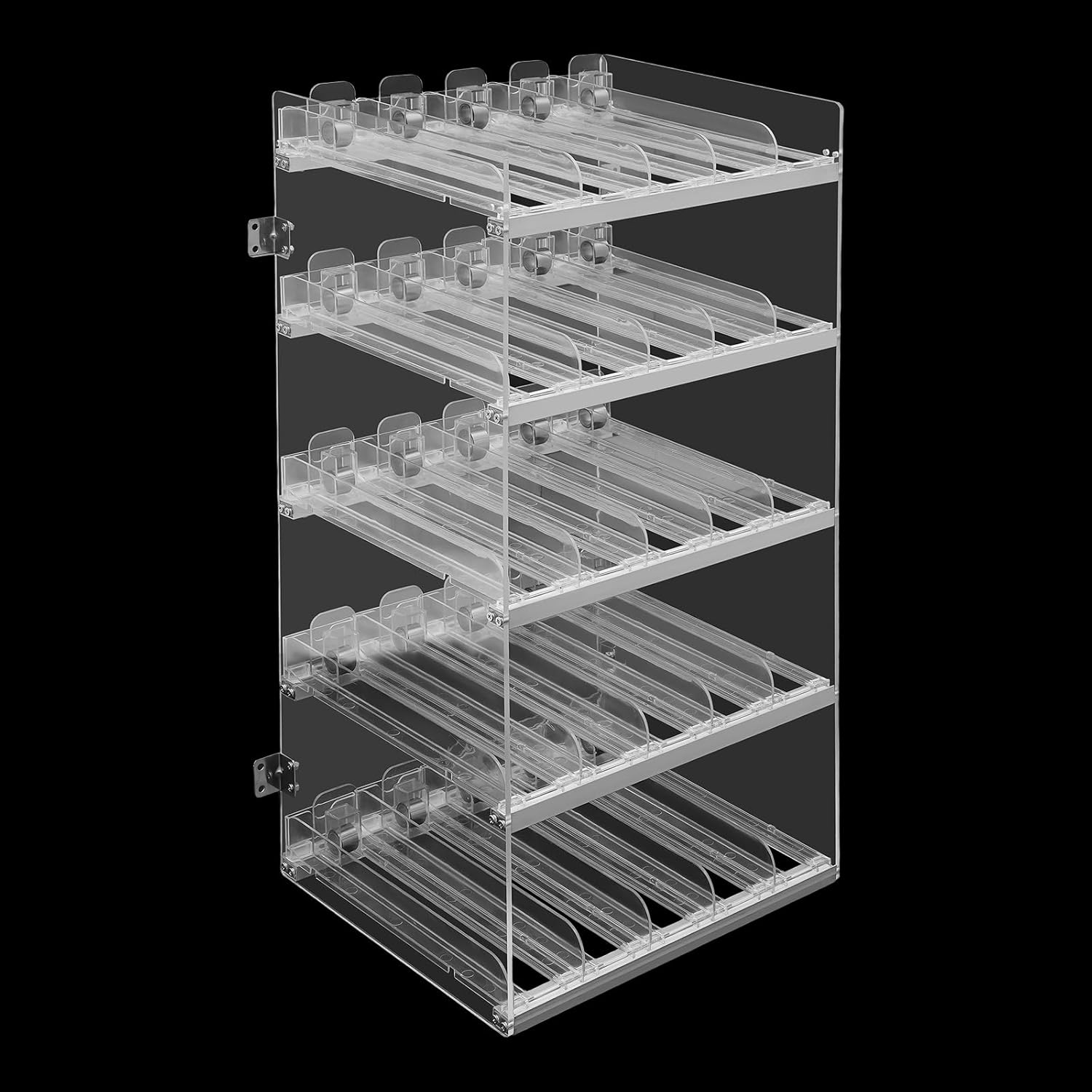 CNCEST 10 Pack Cigarette Display Holder,Retail Store Automatic Cigarette Pusher Tray Tobacco Display Stand Rack,Supermarket Cabinet Matchbook Divider Display Case,Transparent Floating Shelf (5 Layer)