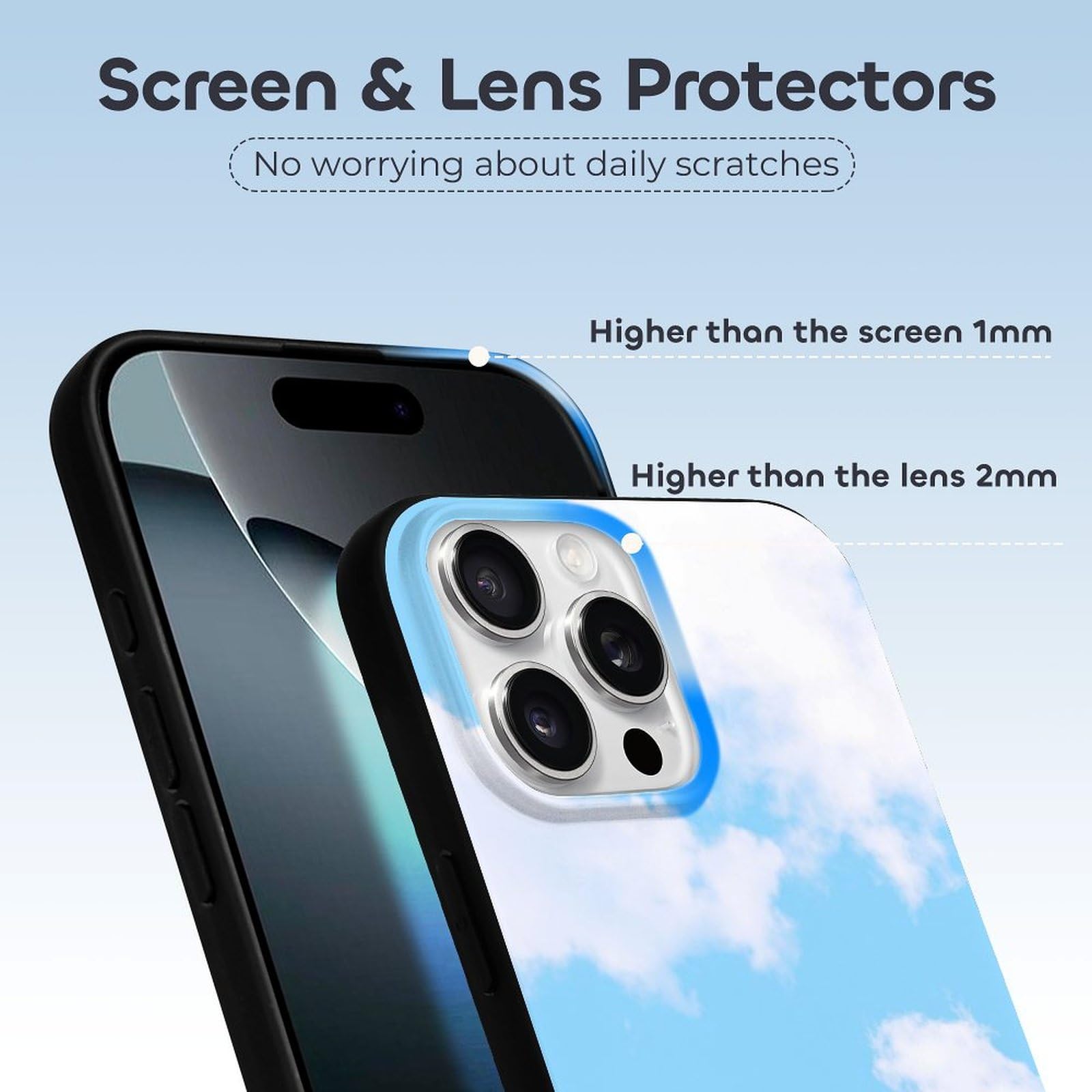 ✨ラスト1点✨ iPhone16Pro ワイヤレス充電対応ケース 雲柄 ブラック ✨ラスト1点✨ iPhone16Pro ワイヤレス充電対応ケース 雲柄