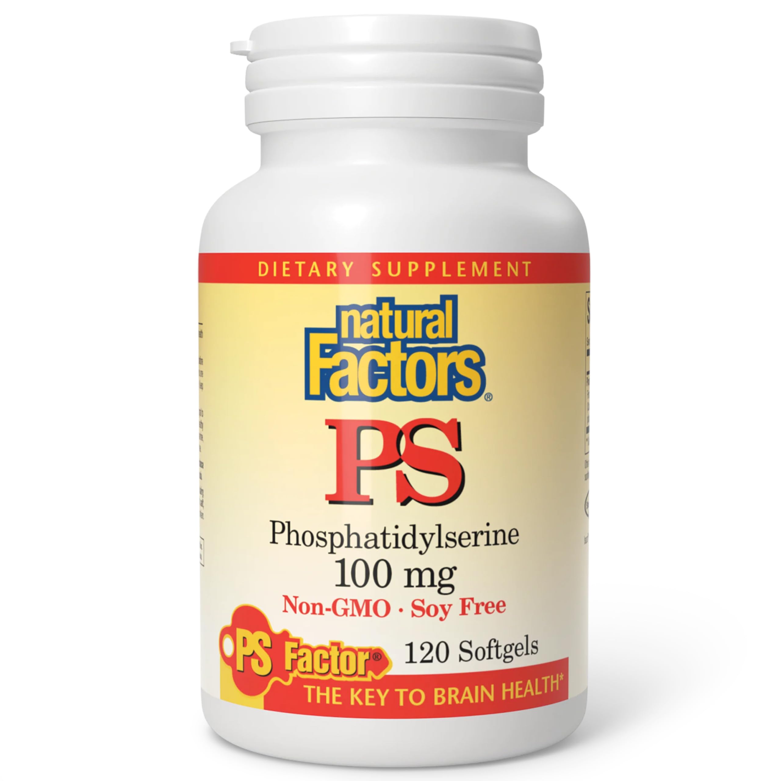 Natural Factors, Phosphatidylserine, Support for Memory, Concentration and Brain Functions, Soy and Gluten Free, 120 Softgels