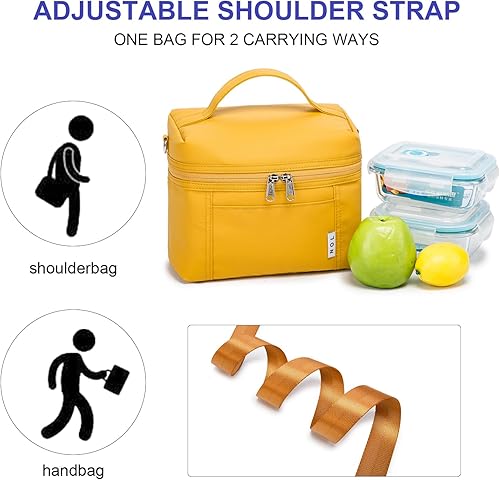 Miniatura 6 de NOL Natural Organic Lifestyle - Loncheras reutilizables aisladas para adultos, ligera, de nailon, impermeable, con correa ajustable extraíble, bolsa