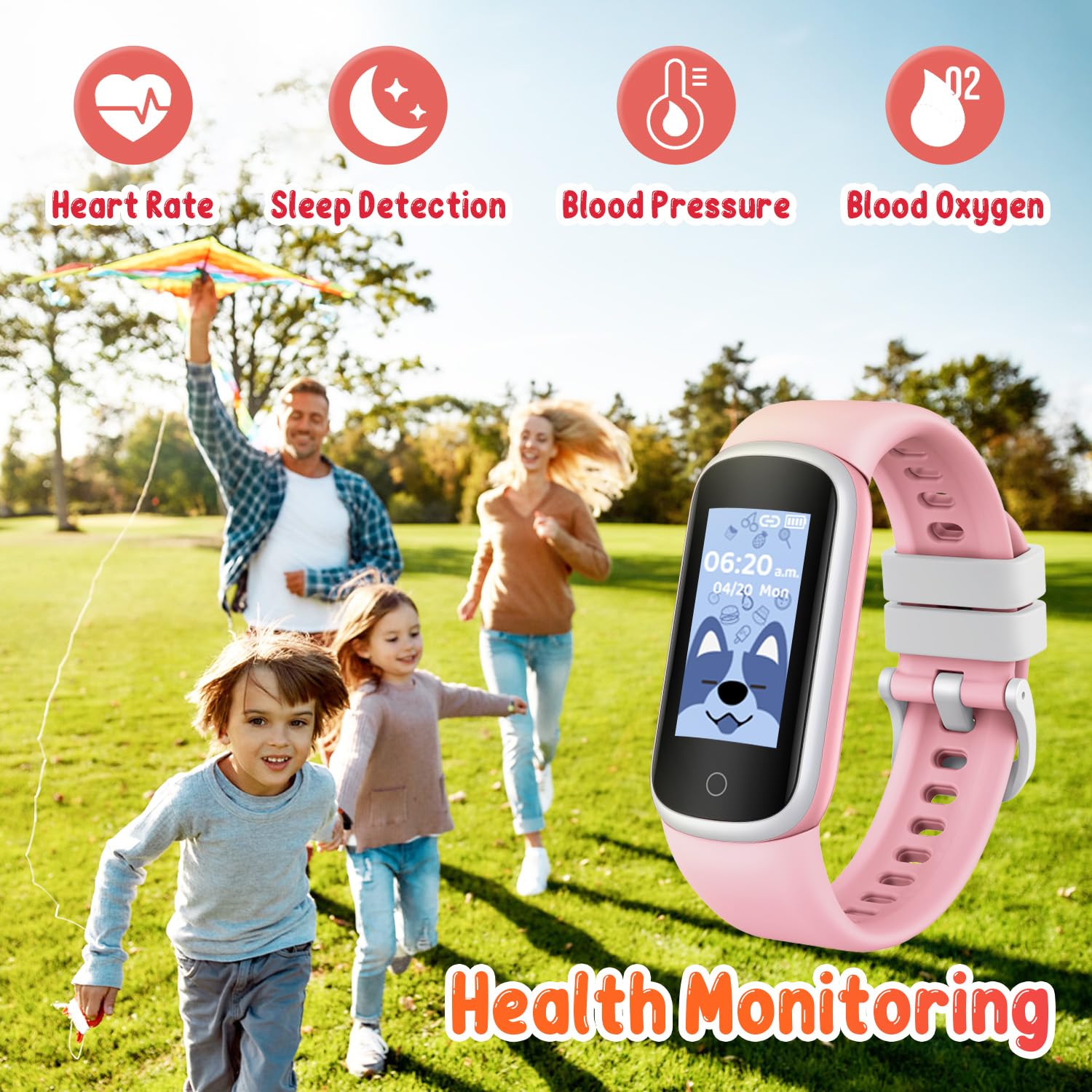 Orologio Smartwatch Bambini Sportivo Smart Watch: Bambino Bambina con Cardiofrequenzimetro da Polso Contapassi Pressione Sanguigna per Ragazzo Ragazze Orologi Digitale Impermeabile per Android iOS