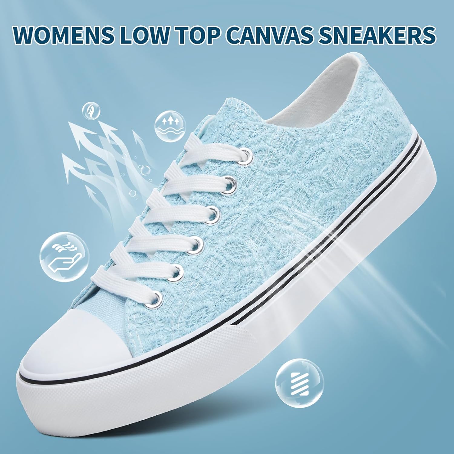 HYPOCRUTE Womens White Tennis Shoes Embroidered Flower Low Top Women Canvas Shoes Women’s Fashion Sneakers - Image 5