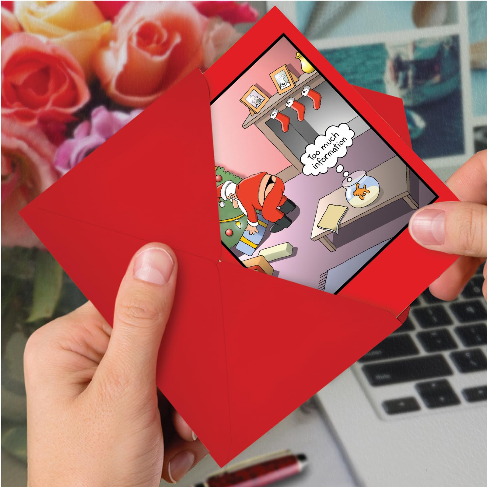 CAB1656 - Set di 12 biglietti di auguri natalizi a forma di pesce