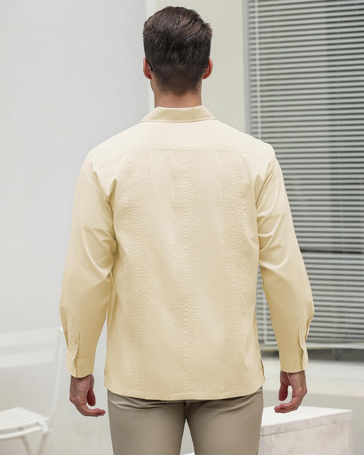 Mens Shirts Guayabera Shirts Cuban Long Sleeve Mexican Shirts for Men - Image 3