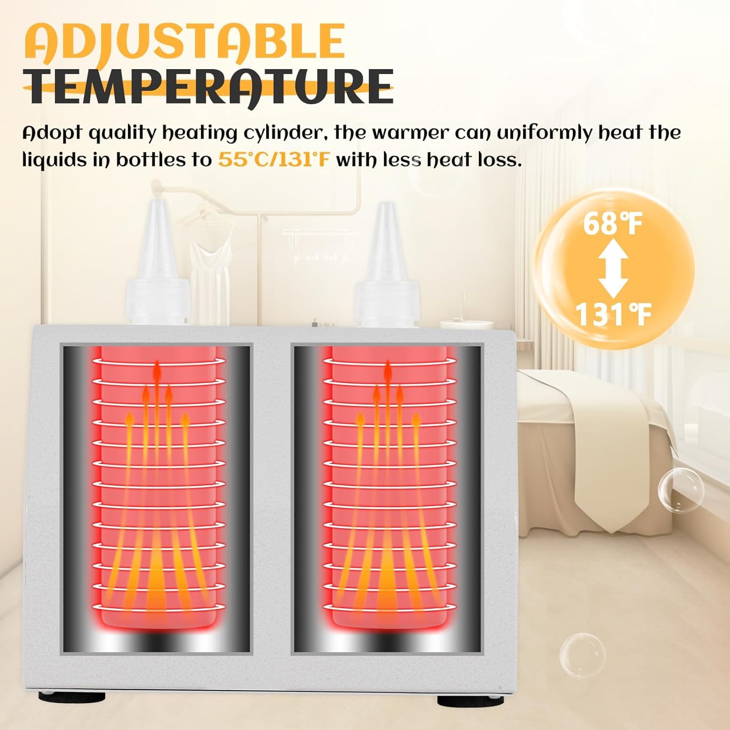 Calentador De Gel por Ultrasonido, Calentador De Gel De 2 Agujeros, 20-55 ℃ Agente De Acoplamiento Calentador De Temperatura Constante, Pantalla Digital LED, Control Independiente
