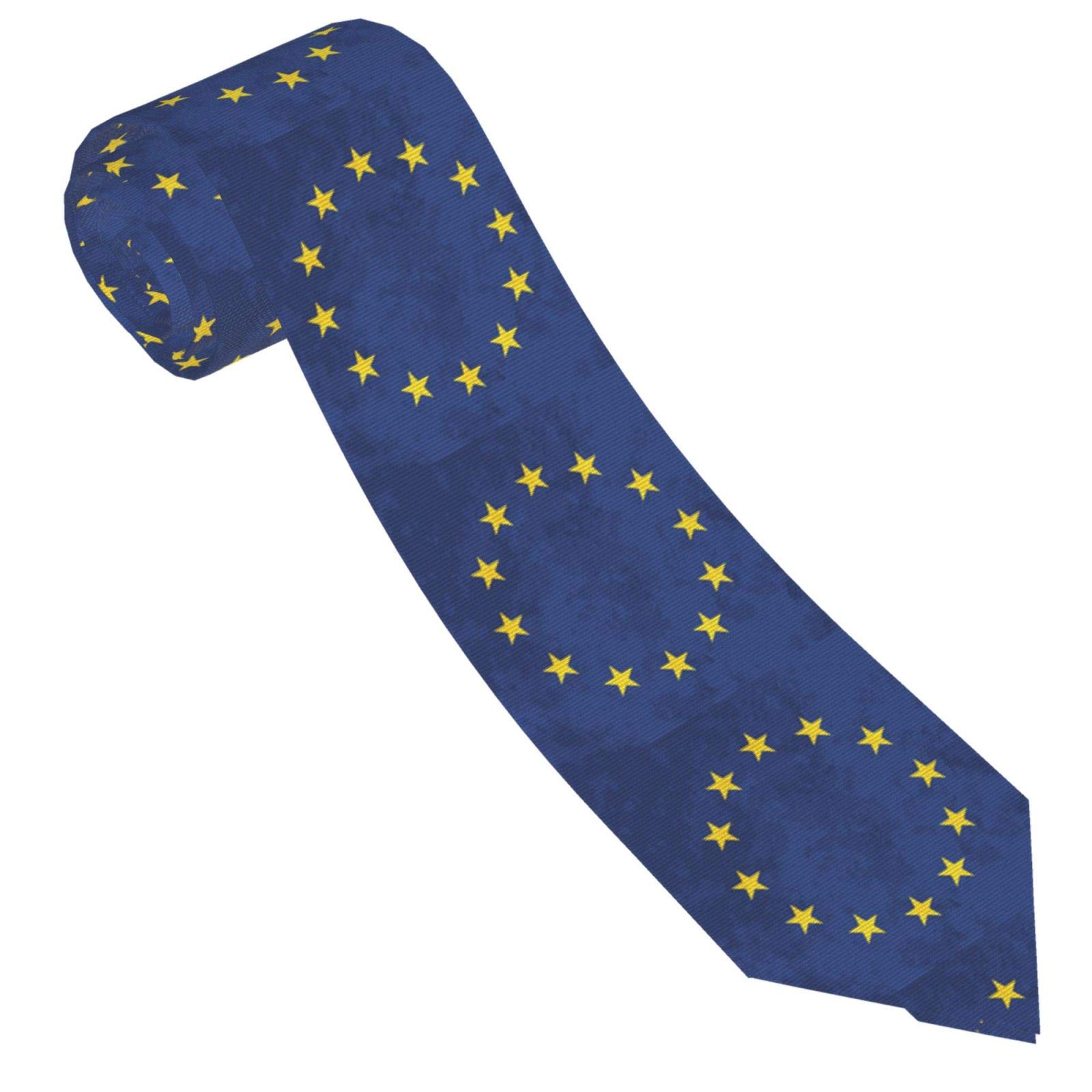 351 Business Tie European Union Flag With Stars Casual Christmas Ties Modern Holiday Tie For Party Prom Celebration