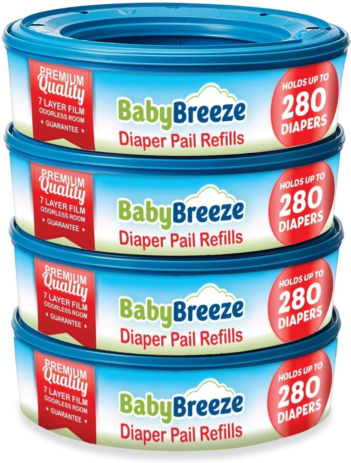 BabyBreeze Diaper Pail Refills Bags for Diaper Genie - 1120 Count (4-Pack)