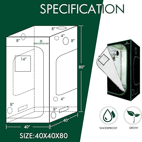 Miniatura 3 de GA - Tienda de cultivo de 24 x 24 x 48 pulgadas, con ventana de observación y bandeja de suelo impermeable para cultivo de plantas de interior, 2 x