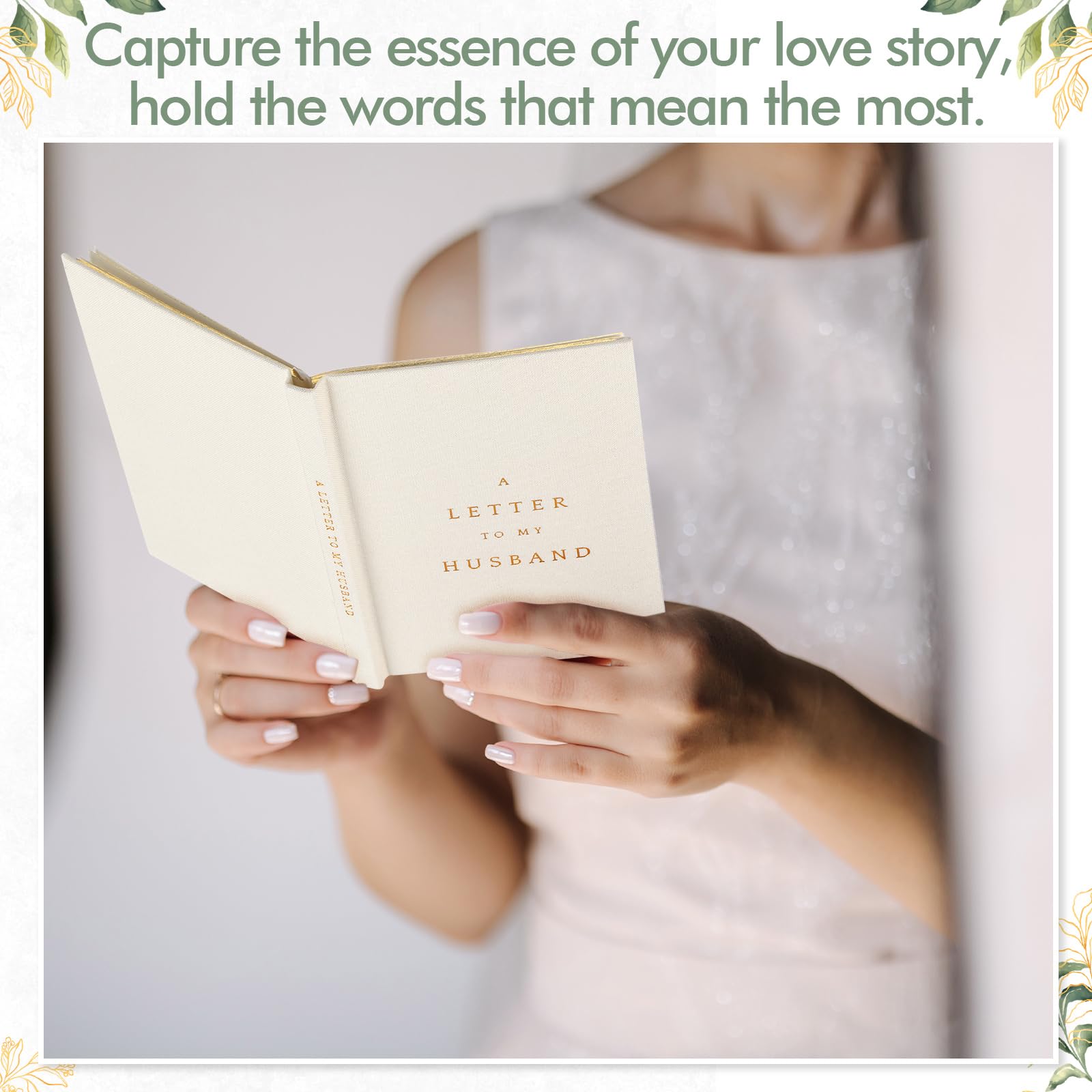Juego de 2 libros de votos de boda para él y ella, idea de regalo para novia o novio, lámina dorada, 80 páginas a rayas, regalo esencial para invitados recién comprometidos (marfil)