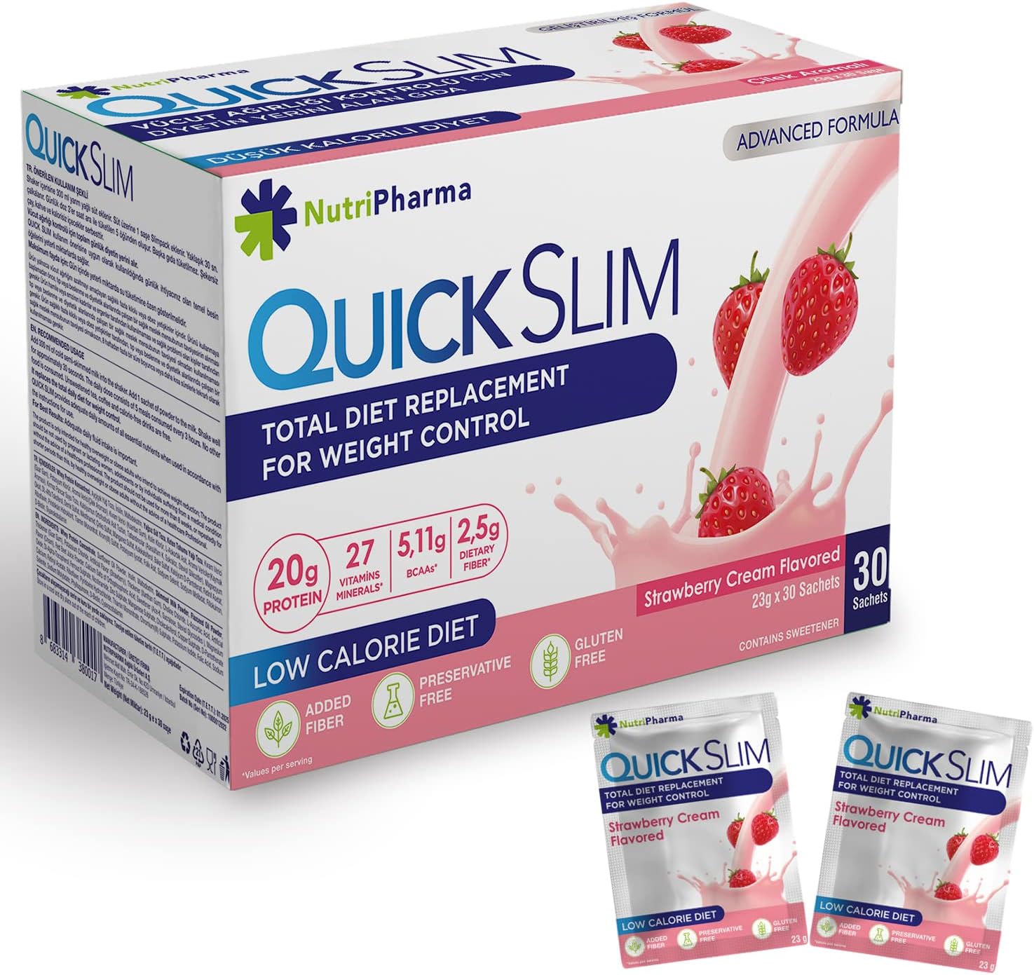 Quick Slim Meal Replacement Shake for Weight Loss, 30 Servings, 20g Protein, ...