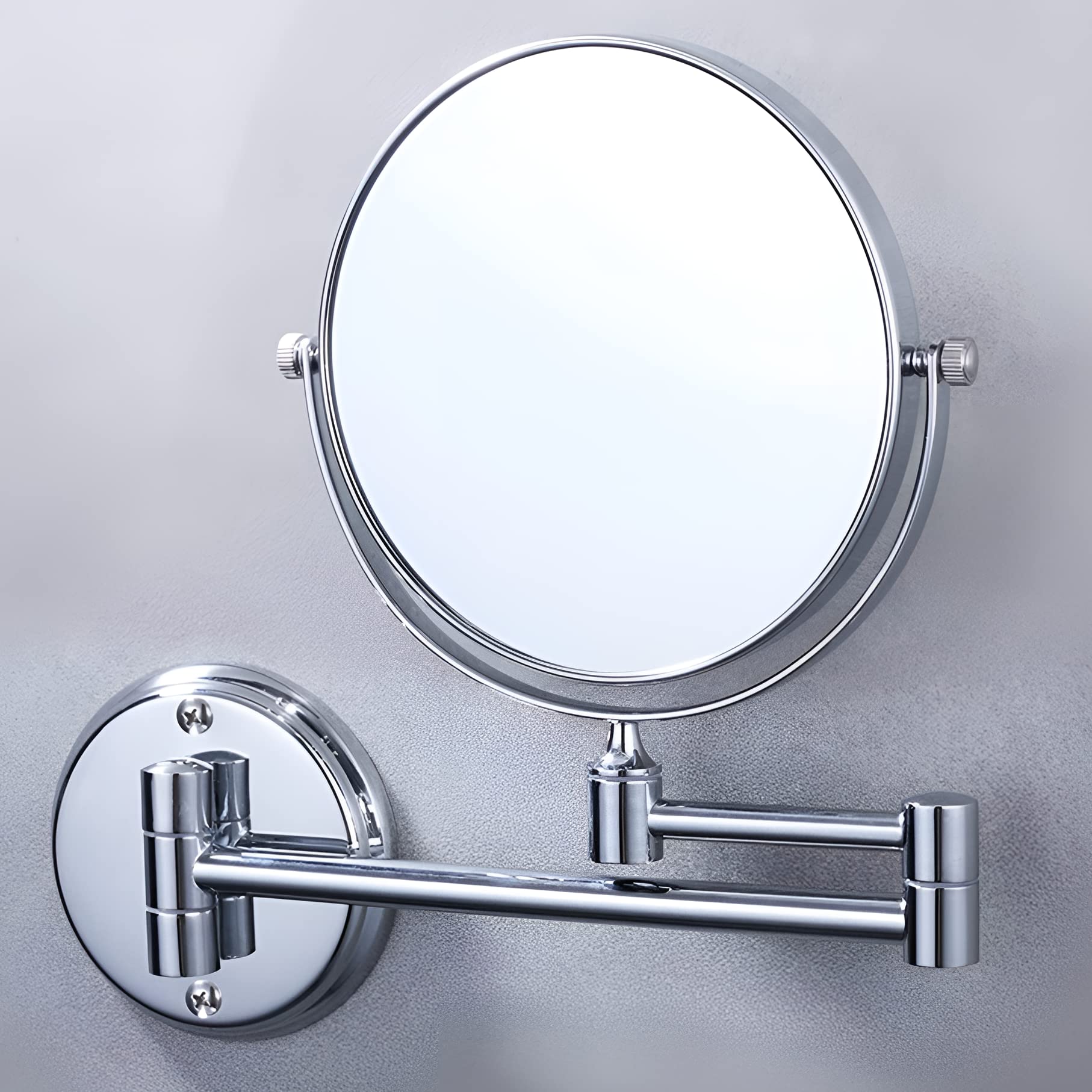 Plantex Premium Brass Magnifying Mirror/Two-Sided 360° Swivel Shaving Mirror with 5x/1x Magnification/Vanity Mirror for Bathroom (8 Inches-Chrome/Wall Mount)