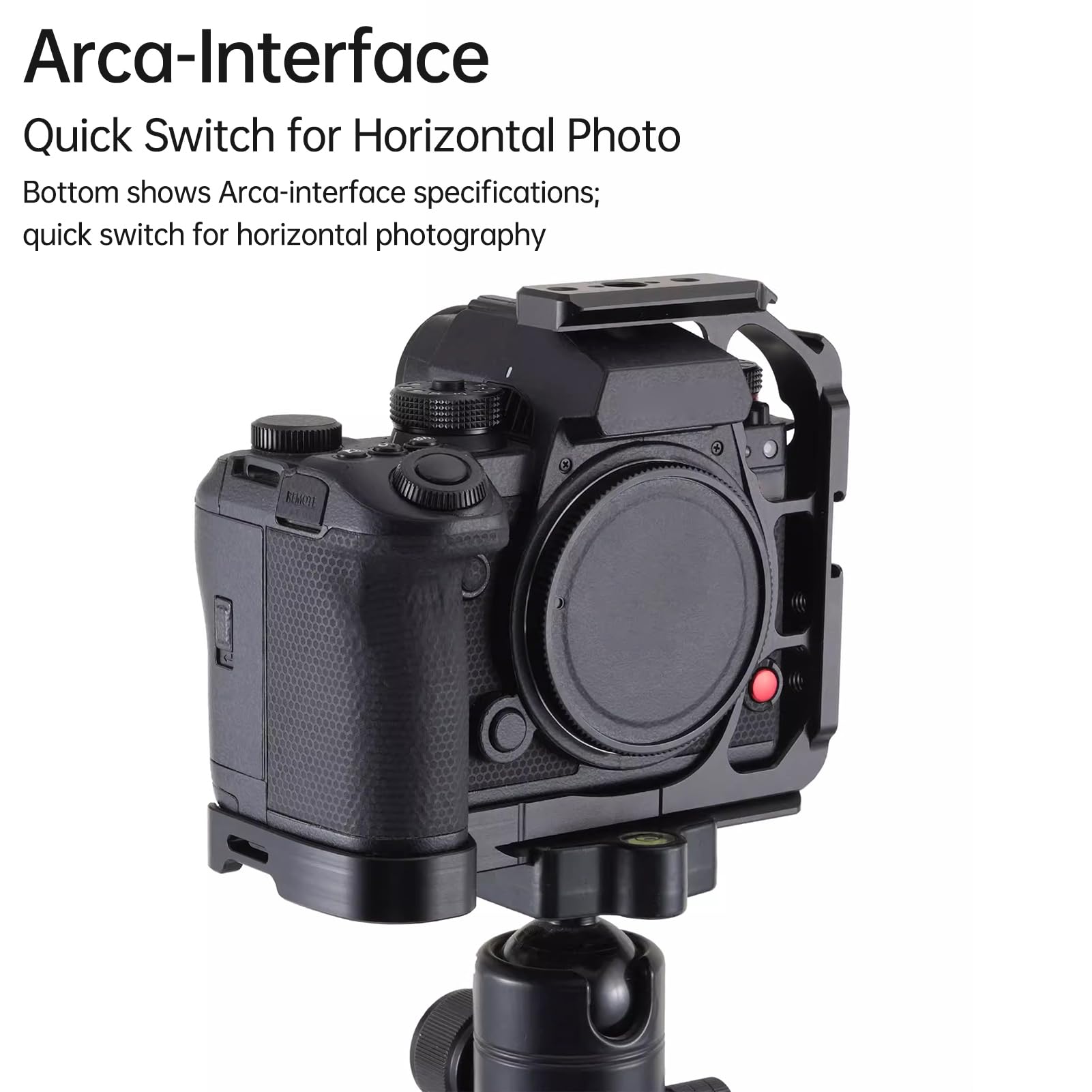 Halber Kamerakäfig für Lumix S1 II S1R II, Aluminium-Video-Rig mit Arca Swiss-Schnellwechselplatte, NATO-Schiene und Kaltschuh für Stativ-Kardanstabilisator, 1/4 3/8 Halterungen