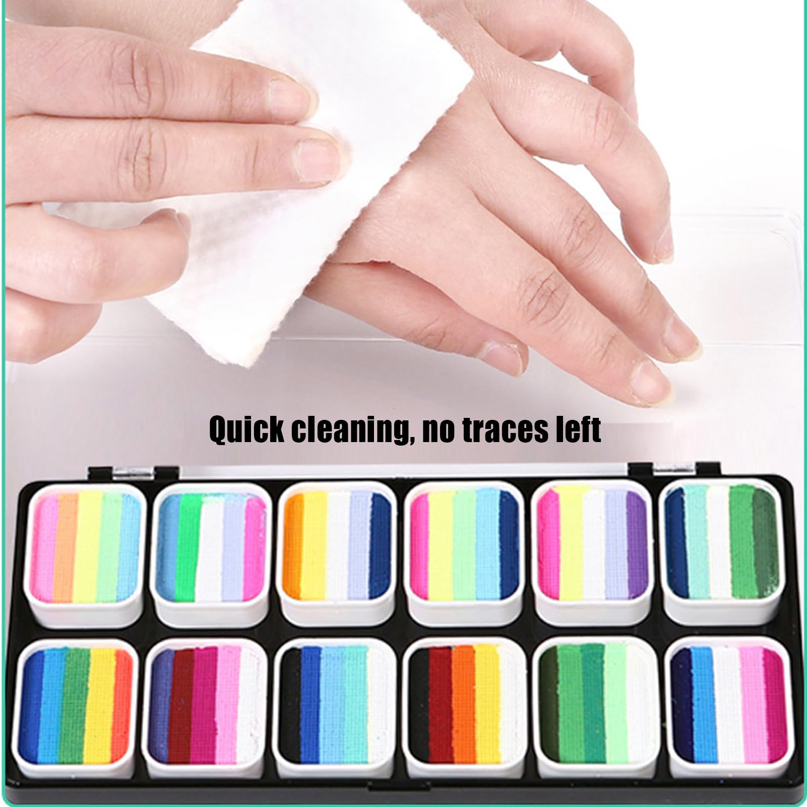 Pittura Per Il Viso Palette Di Colori Per Il Viso Lavabile | Palette da 12 Griglie Cosmetici Solubili in Acqua con Colori Vivaci per Adolescenti Studenti Bambini Adulti Cosplay Feste e