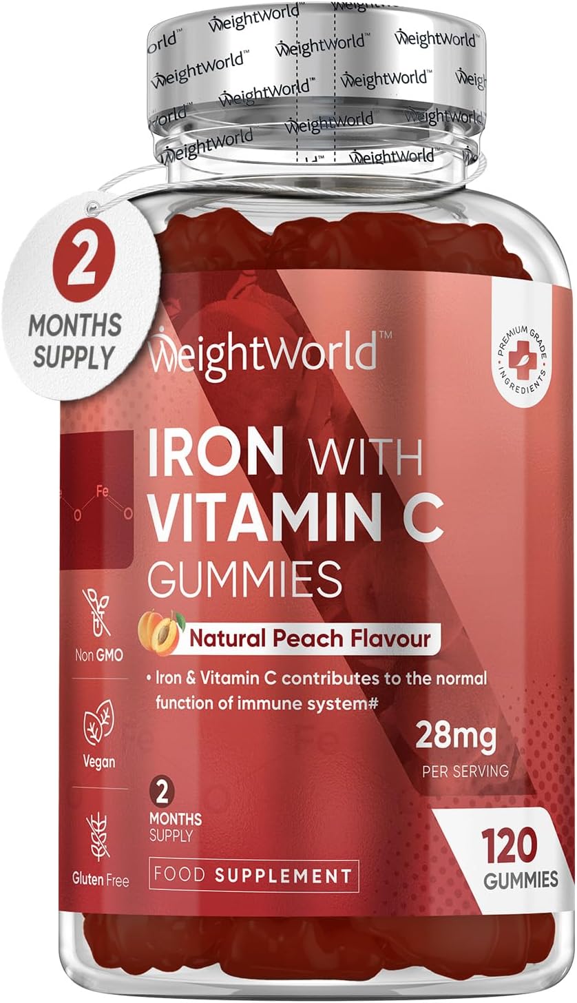 Iron Gummies with Vitamin C 28mg 120 Ferrous Fumarate Gummies (2