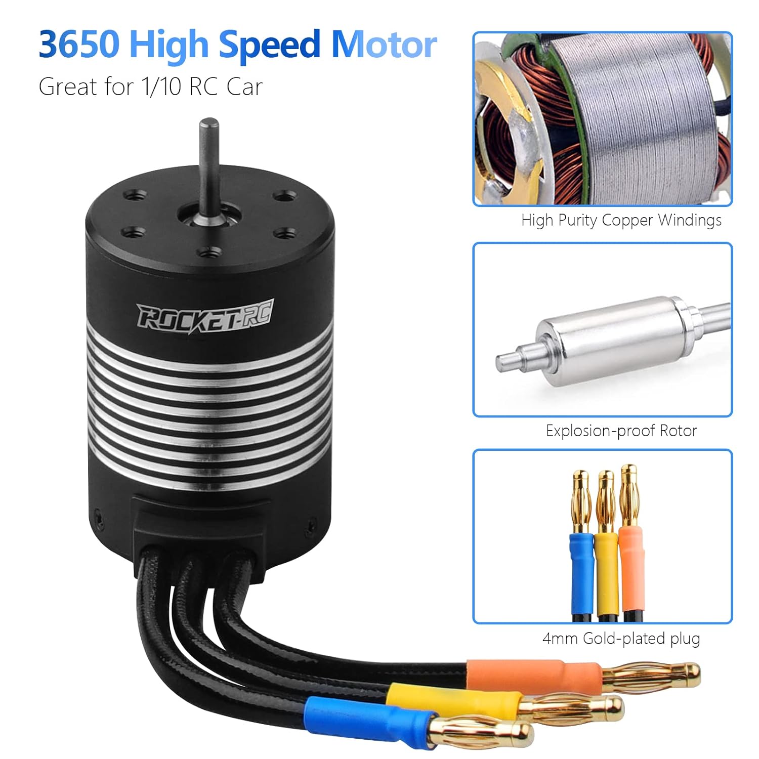 3650 4300KV Brushless Motor 1/10 RC Car 3.175mm Shaft 540 Motor High Speed Waterproof Motor for Most of 1:10 Scale RC Vehicles Truck Update Parts - Image 5
