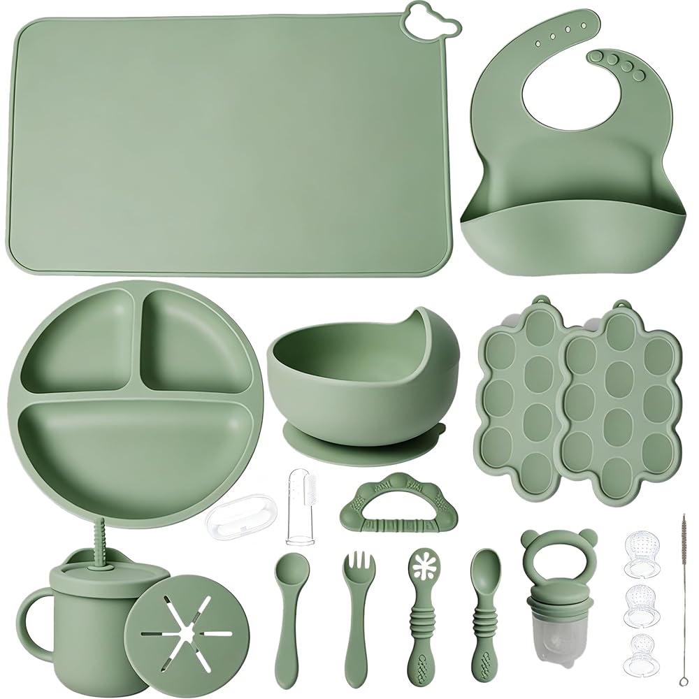 19 Pcs Silicone Baby Feeding Set Eating Essentials for Newborn