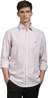 Louis Philippe Men's Slim Fit Signature Oxford Easy Care, Natural Stretch Full Sleeve Stripe Casual Shirt Price In India