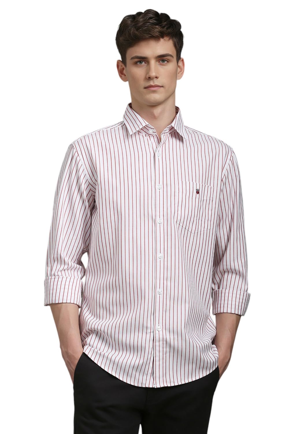 louis philippe Men's Easy to Care Cotton Slim fit Striped Casual Shirt with Natural Stretch-picture-14