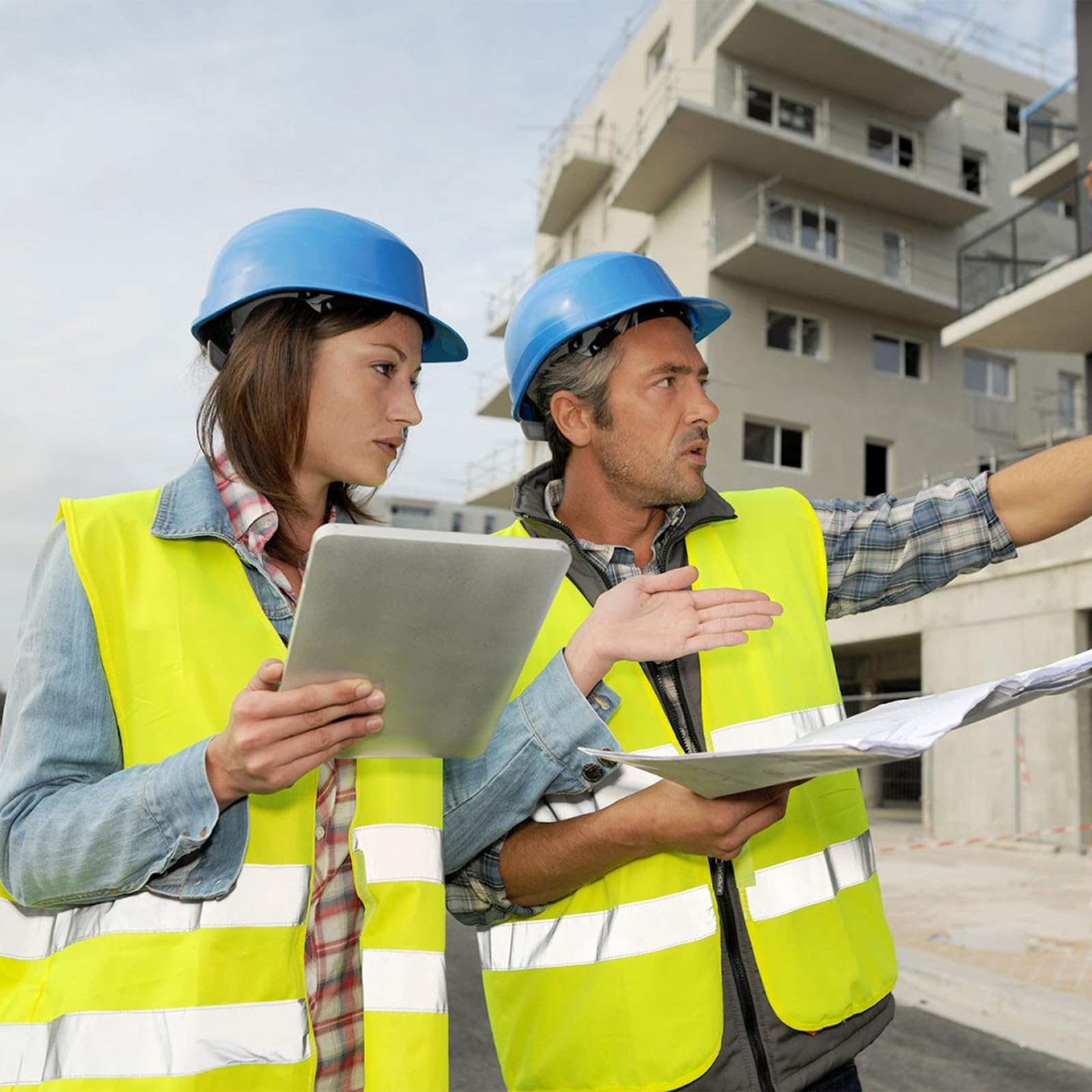 5 Pezzi Gilet Alta Visibilità, Giubbotto Catarifrangente Sicurezza, Pettorina Cantiere Verde