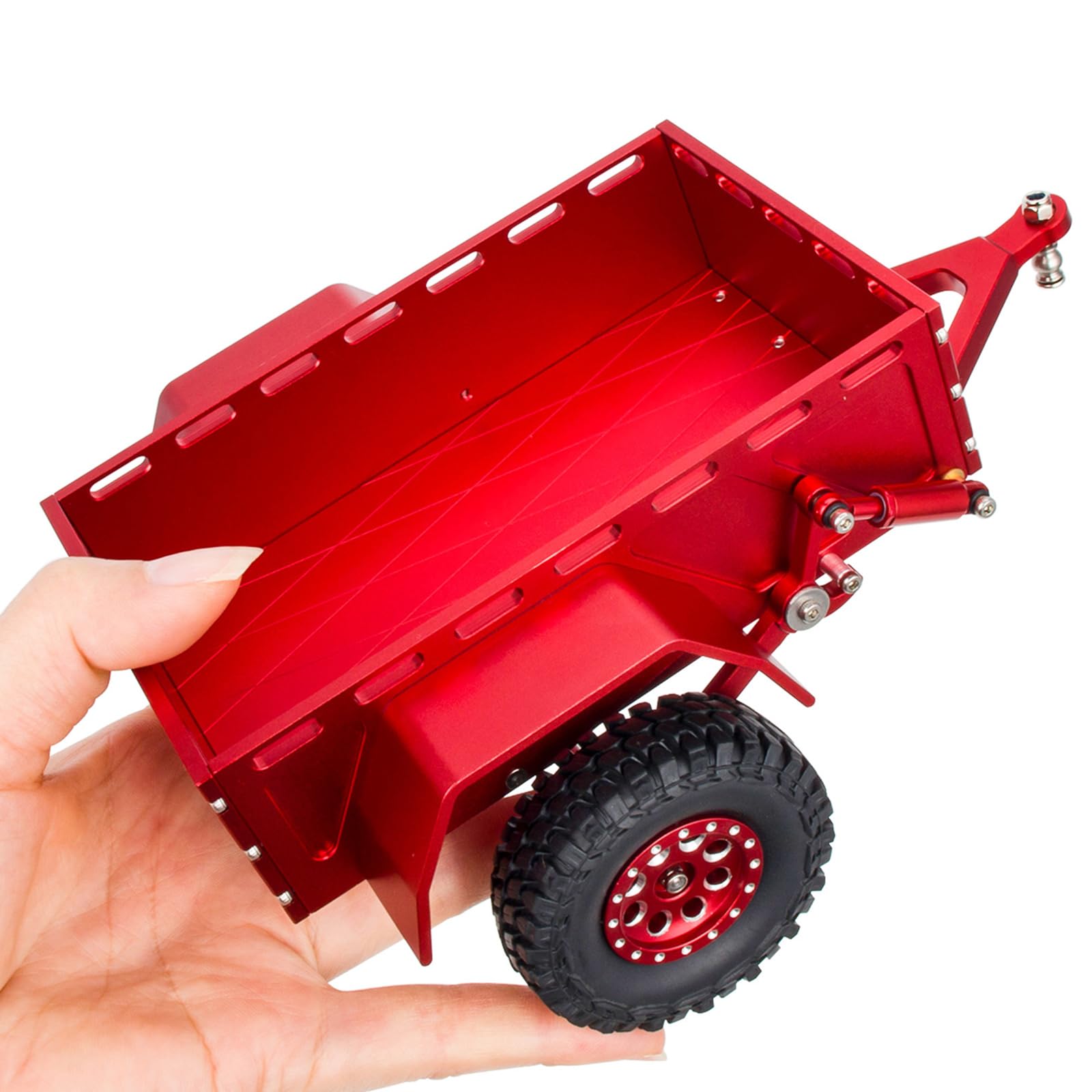 Obrabiana metalowa przyczepa RC z realistycznymi akcesoriami rowerowymi i deskorolkowymi 1/18, 1/24