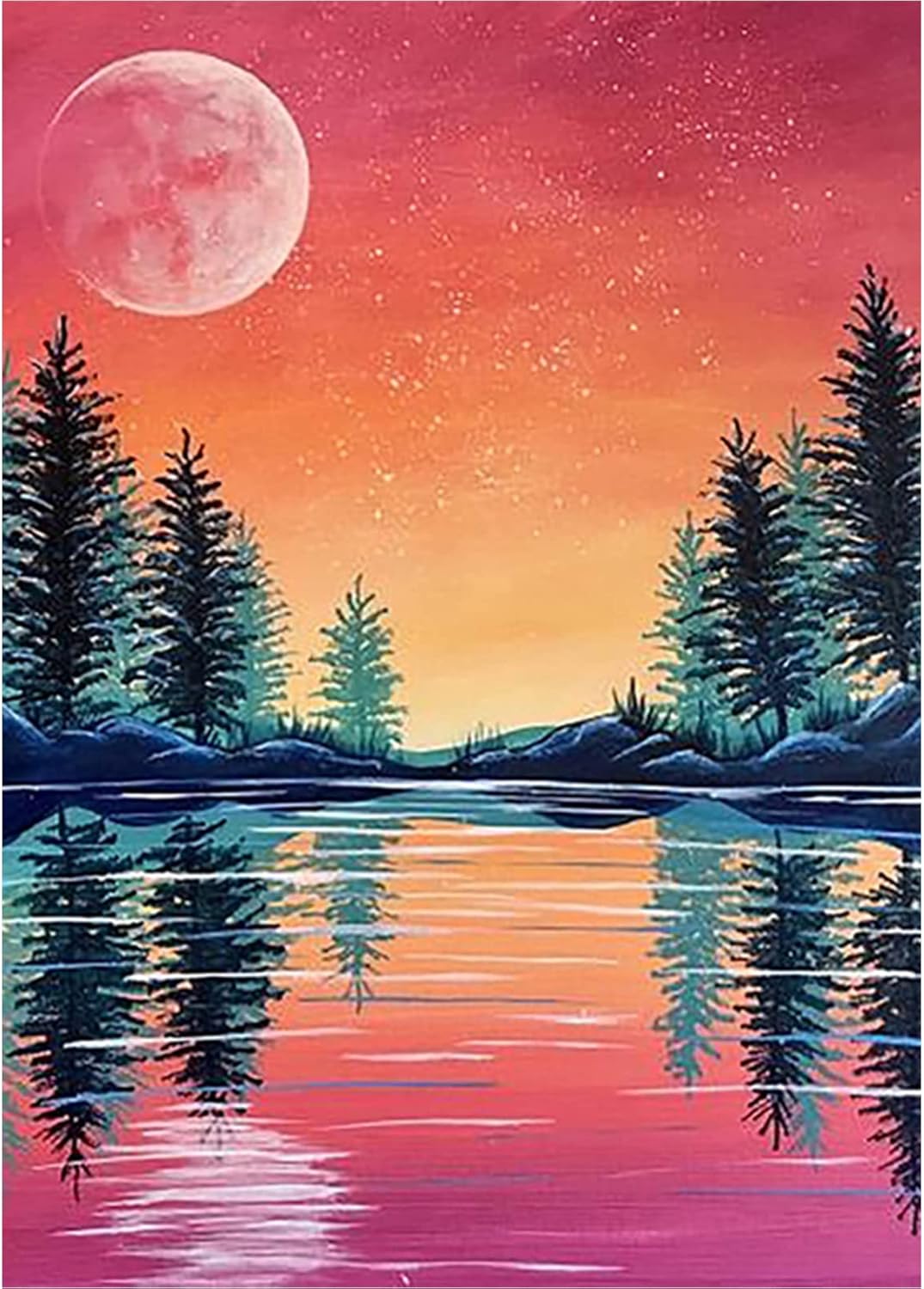 Paint by Number for Adults Moon Lake Landscapes DIY Digital Paint by Numbers Kits