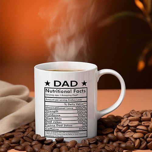 Miniatura 4 de Veracco Dad Nutritional Facts - Taza de café de cerámica blanca divertida para el día del padre, regalos de cumpleaños para papá nuevo, padrastro