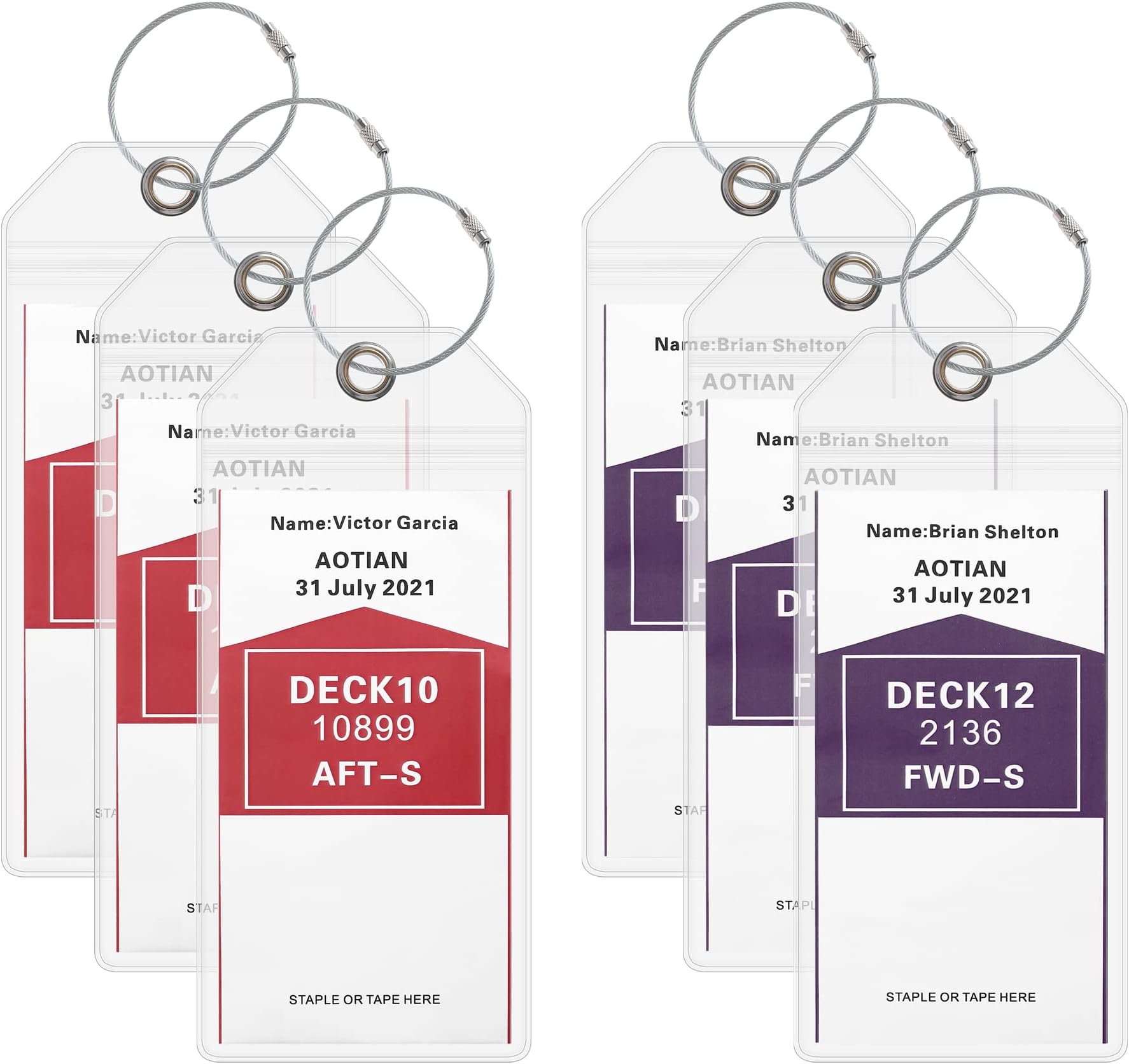 AOTIAN 4 Pack Clear Cruise Luggage Tag Holders for Carnival, Princess