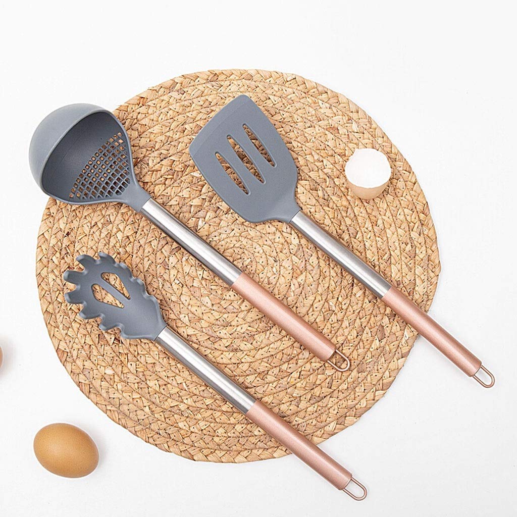 GLigeT Löffel 3-teiliges Nylon-Utensilienset-SMulti-Suppenkelle, Spaghettiheber, Schaufel – sicher for antihaftbeschichtetes Kochgeschirr Küchenutensilienset Kaffeelöffel