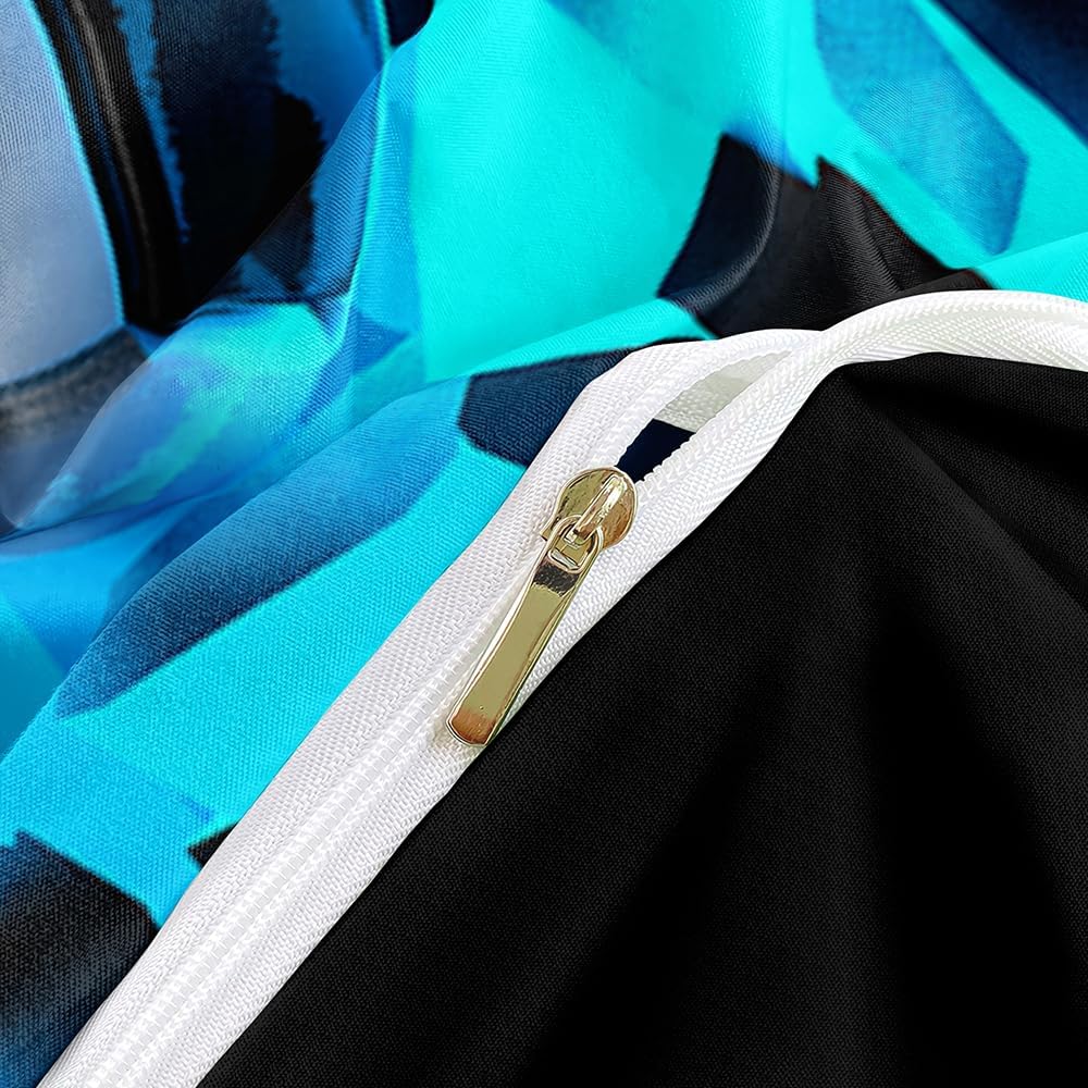 Soccer Duvet Cover Set - Football Themed Queen Bedding Set, Sports Comforter Cover Set for Boys Room Decor