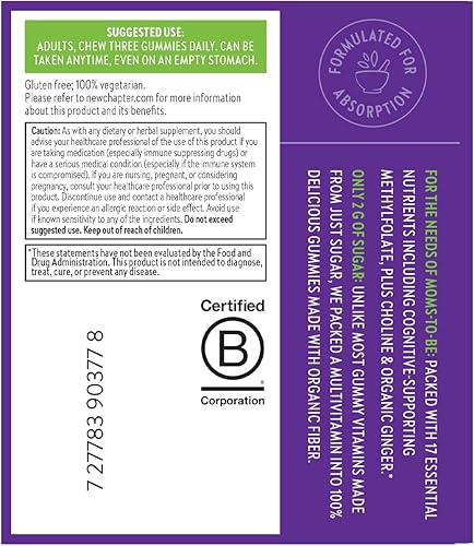 Miniatura 8 de New Chapter Gomitas multivitamínicas prenatales  71 menos azúcar gomitas prenatales para mamá y bebé sano con vitaminas prenatales metilfolato D3