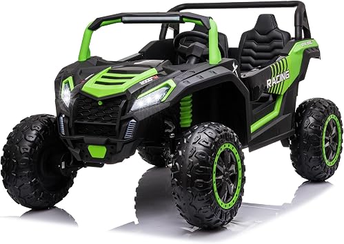 NEWQIDA L 24V Ride on Toys for Big Kids, 2 Seater Ride On Car with Remote Control, 4x4 Ride On Truck Buggy Side by Side Kids UTV Electric Vehicles Max 220lbs Load for Adults Teens, Green