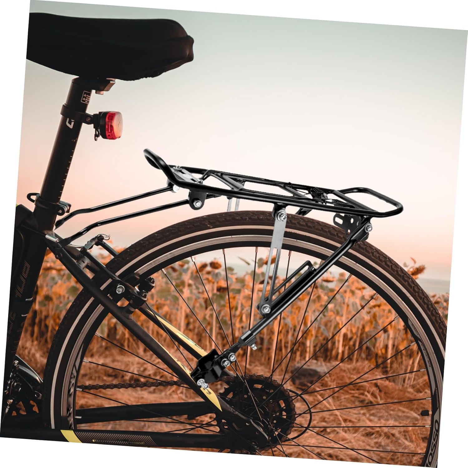 Universal Bike Cargo Rack Adjustable Mountain Bike Rear Shelf Sturdy Aluminum Carrier for Outdoor Use Compatible and Disc Brake