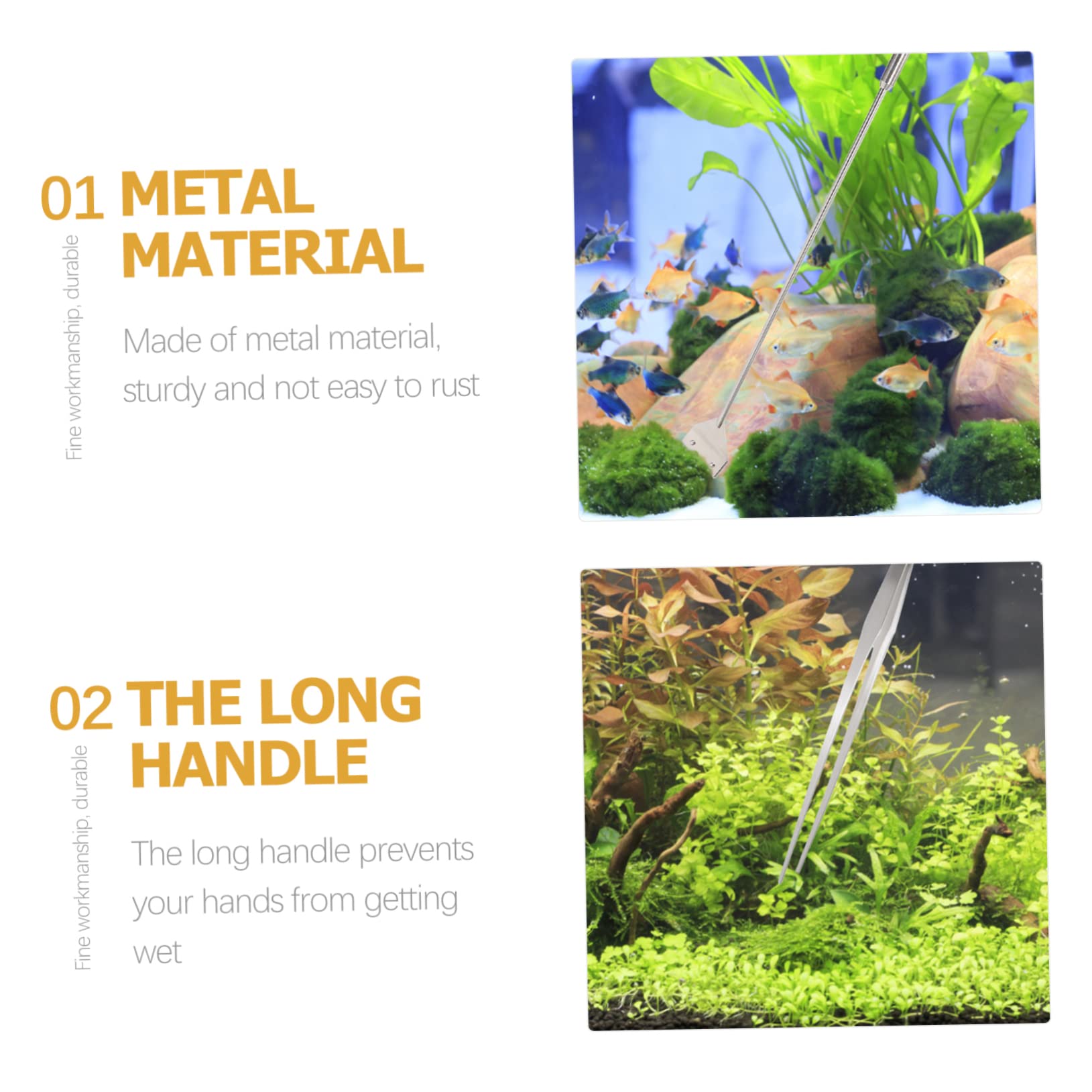 Kit de Limpieza para Peceras de Metal Plata para Acuario | Agua Salada, 1 Juego, Limpieza Acuario, Raspadores de Algas, Limpiador Pecera