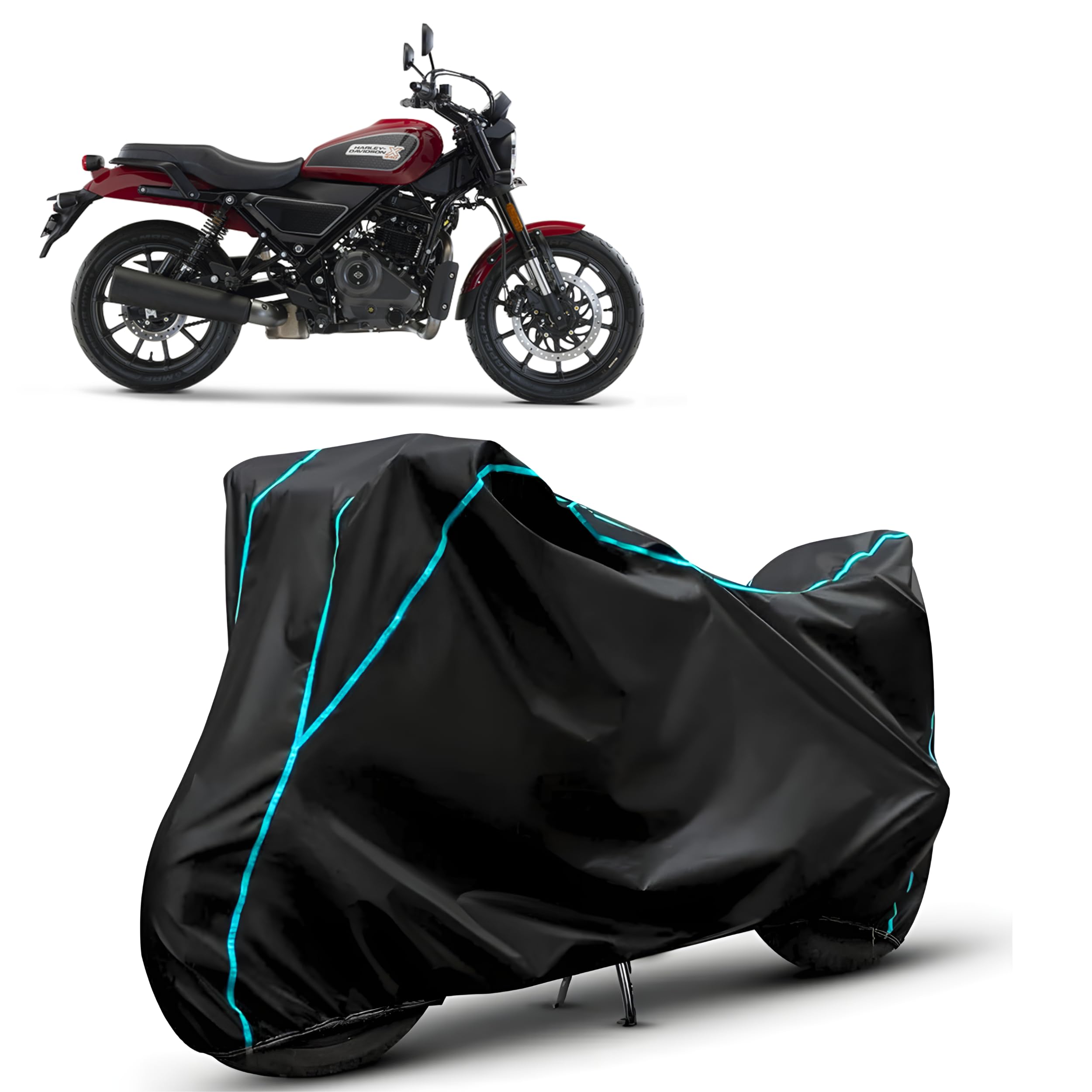 Waterproof Bike Cover Compatible with Harley-Davidson X440 | Dust Proof, UV-Resistant, All-Weather Proof Bike Body Cover, Windproof Elastic Hem