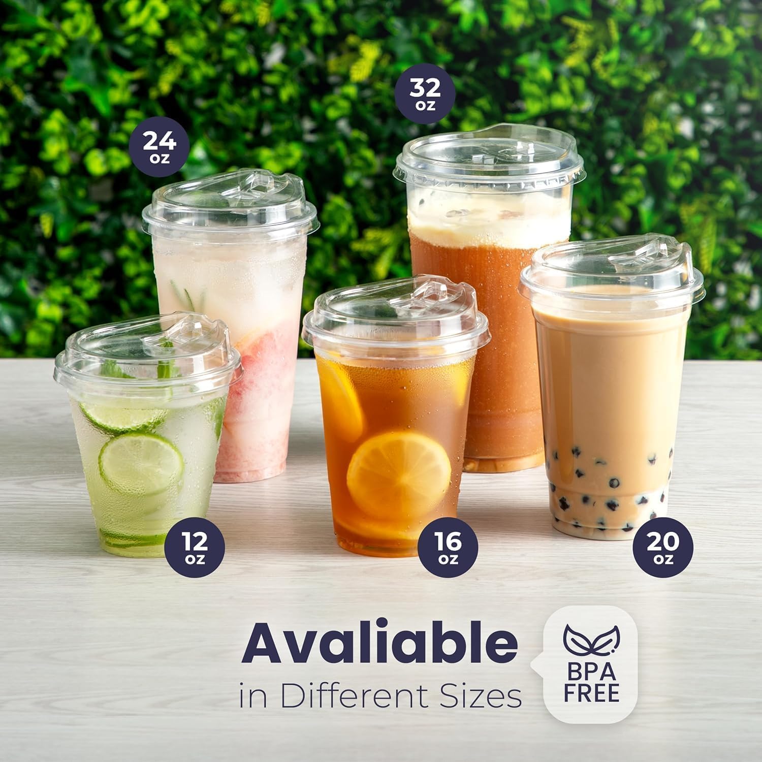 Fit Meal Prep Confezione da 100 bicchieri in plastica trasparente da 473,6 ml, con coperchi senza cannuccia, usa e getta, per caffè freddo, frullati, bibite, bevande fredde, bevande fredde