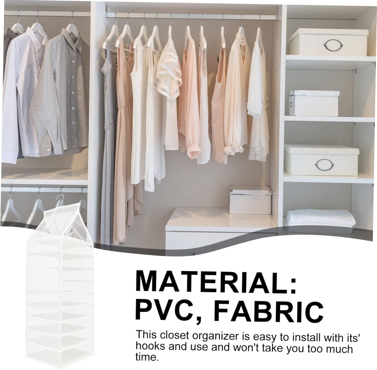 Hanging Clothes Organizer Multi-Layer Compartments PVC Storage Bag for Wardrobe Clothes Organizer for Closet for Home Use
