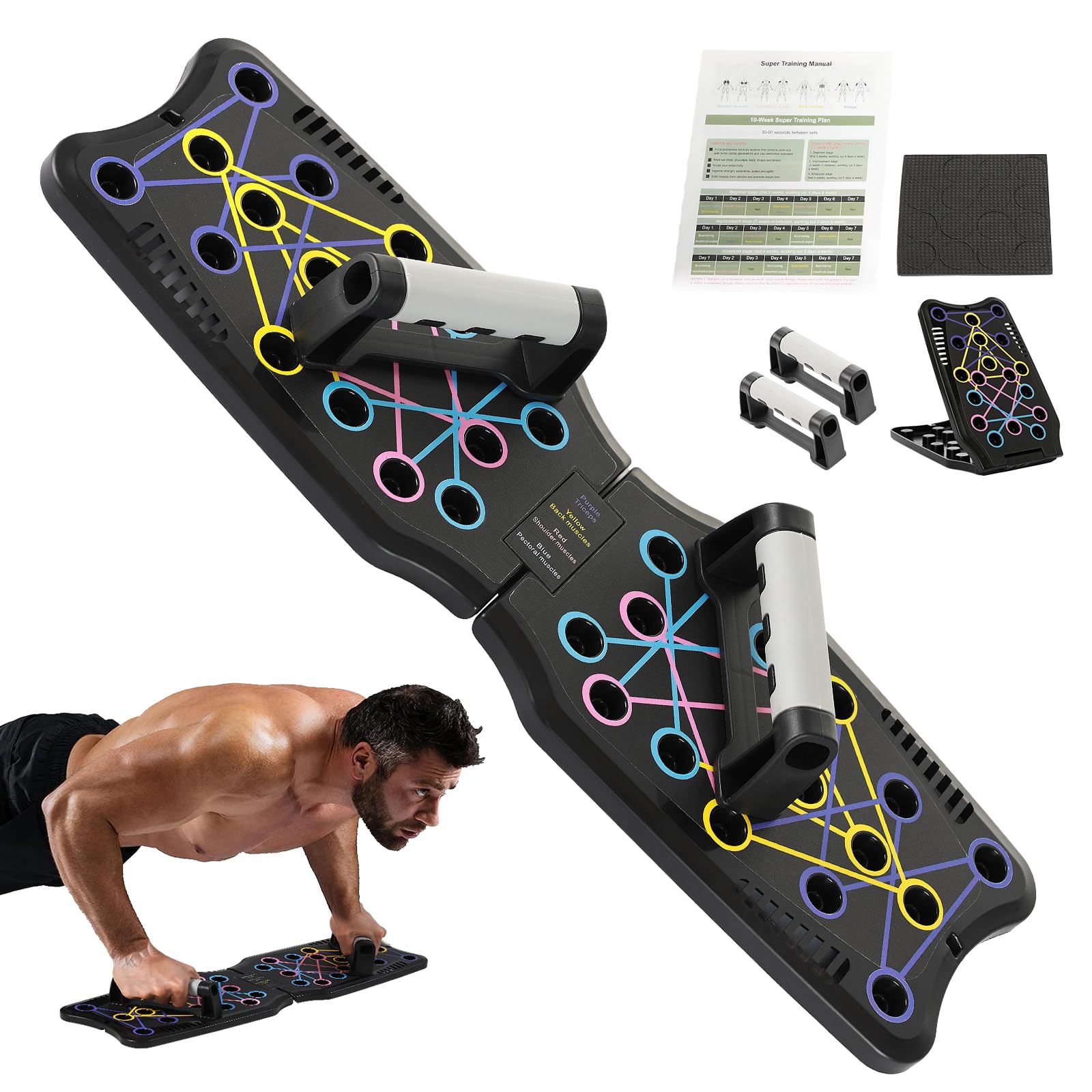 Push Up Board 9 in 1 Strength Training Equipment | Professional Home Workout Push Up Fitness Stand For Floor | Multi-functional Push Up Board for Men | Portable Gym For Chest, Abdominal