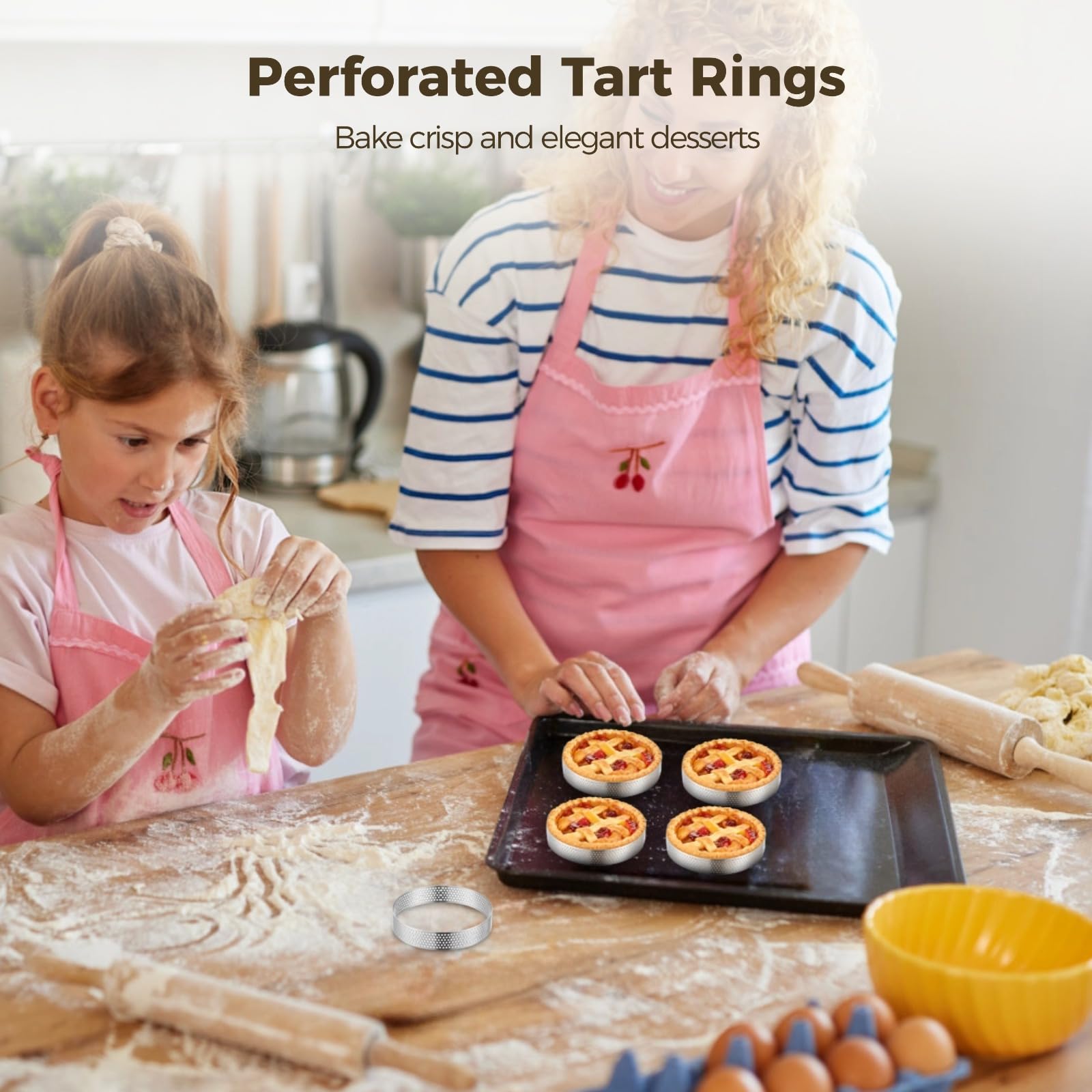 20 pièces cercles à tarte perforés, cercles ronds en acier inoxydable 10 x 2 cm pour pâtisserie, moule rond en métal, anneau à muffin anglais pour mousse, tarte, entremets, gâteau
