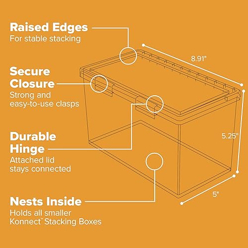 Miniatura 3 de Bostitch Konnect - Contenedores de almacenamiento con tapas, organizador, caja de plástico transparente, contenedores apilables, grandes, paquete de