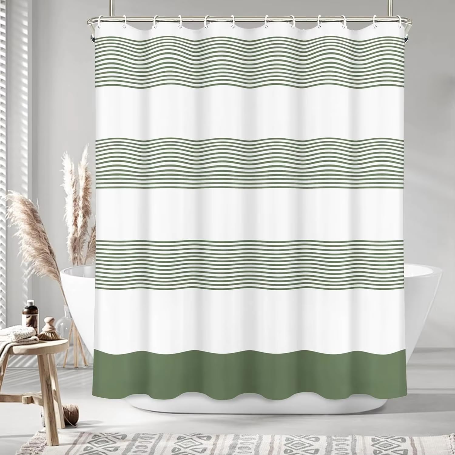 Rideau de douche anti éclaboussures en tissu lavable 153 x 153 cm pour baignoire