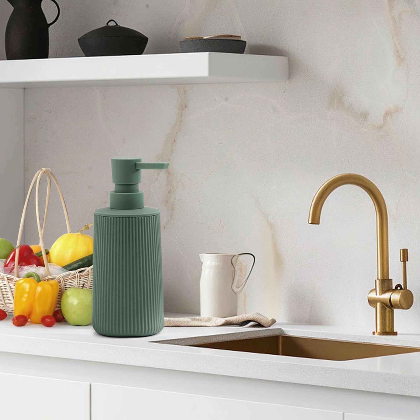 Hand Soap Dispenser, Green Soap Dispenser Bathroom, Refillable Washing up Liquid Soap Dispenser Kitchen (Green) - Image 3