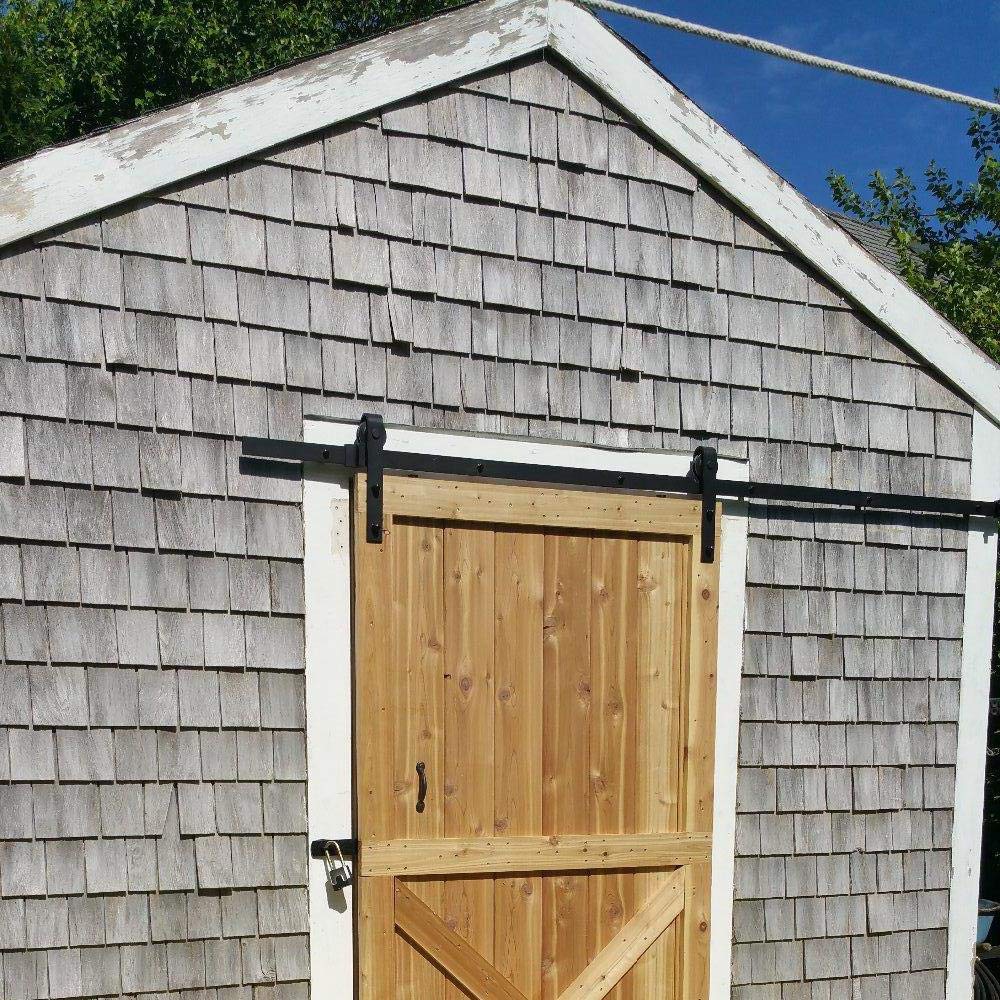 Yaheetech Binario Porta Sorrevole Guida per Porta Anta Scorrevole Kit Ferramenta Accessori da Parete Interno e Esterno 6,6 FT/200 cm