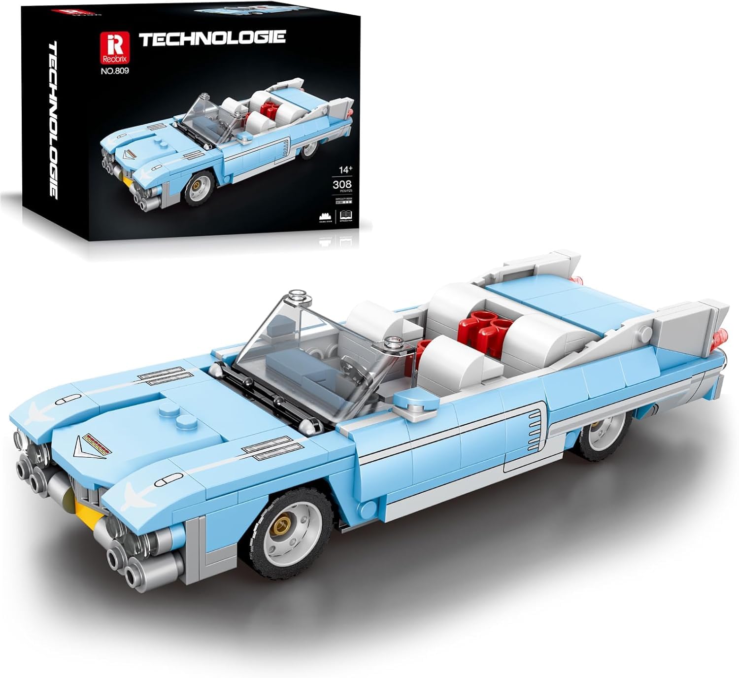 Reobrix 809 Eldorado Building Blocks Set, 1:24 Scale Model Car Kit