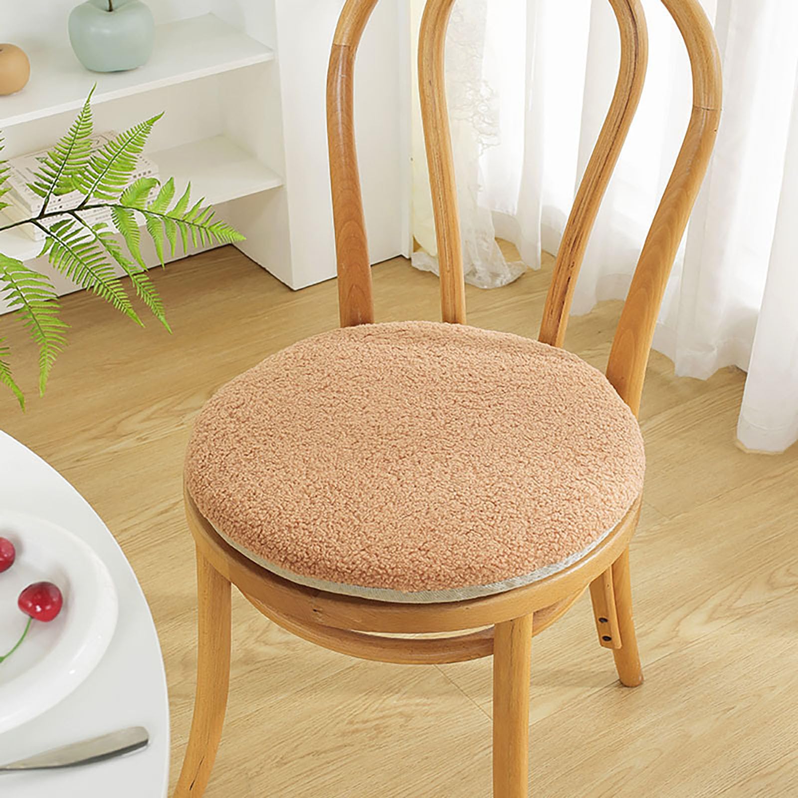 Coussin de chaise antidérapant avec fermeture éclair lavable galette ronde en velours