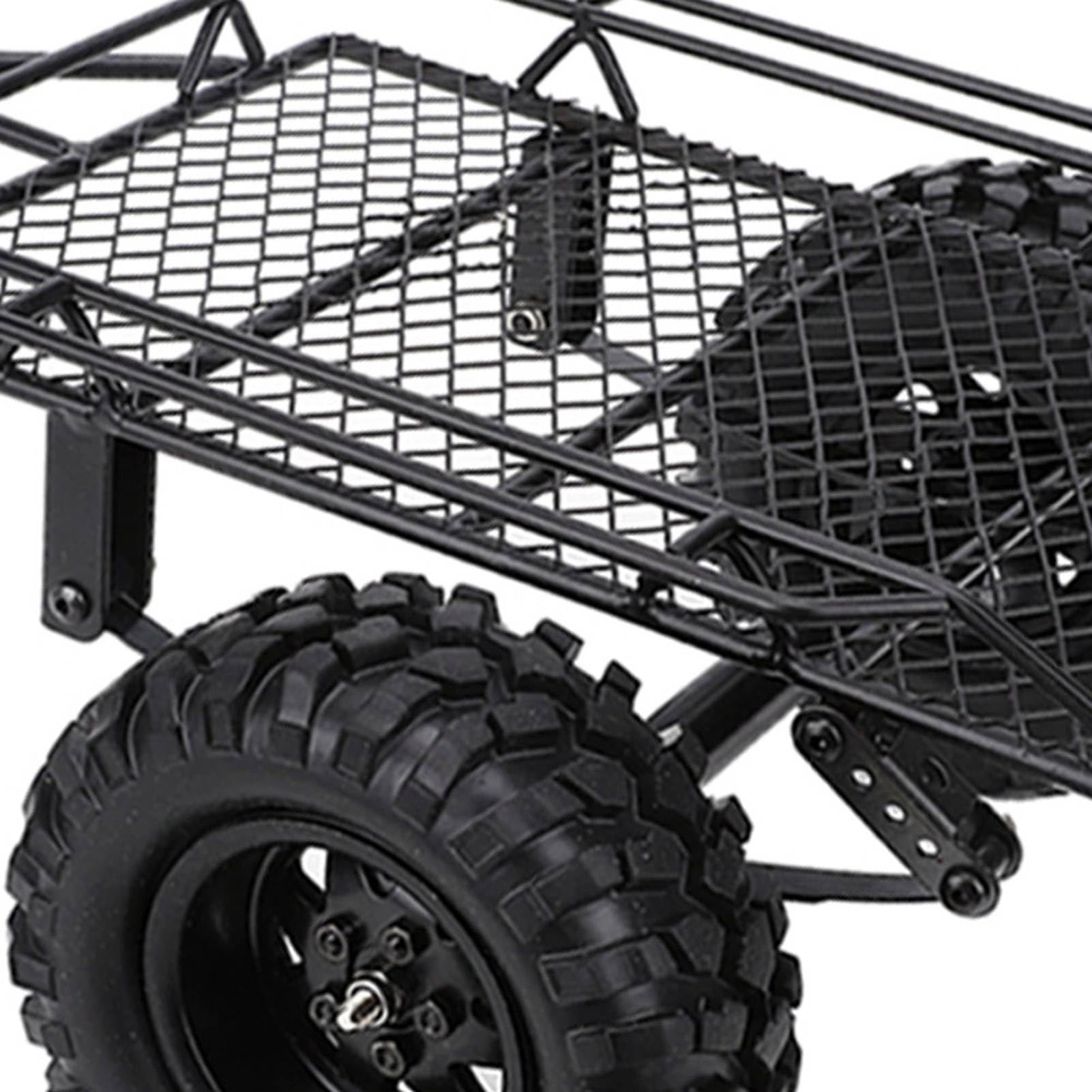 Przyczepa samochodowa ZenithAur RC z całkowicie metalową konstrukcją do ciągnięcia, metalowa przyczepa kubełkowa RC kompatybilna z D90 SCX10 CC01 jako akcesoria do gąsienic RC w