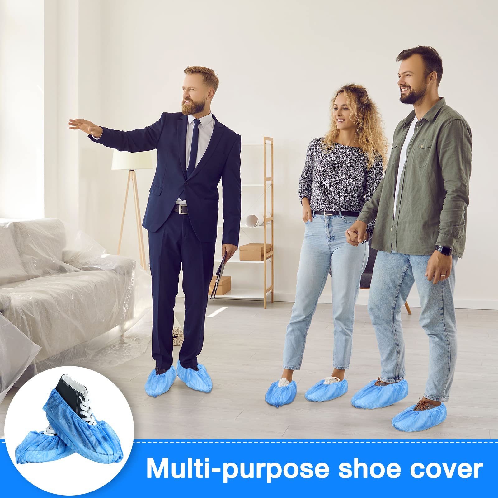 600 fundas desechables para zapatos para botas antideslizantes gruesas y extra para zapatos, fundas duraderas para botas para hombres y mujeres, prácticamente la mayoría de zapatos, color azul