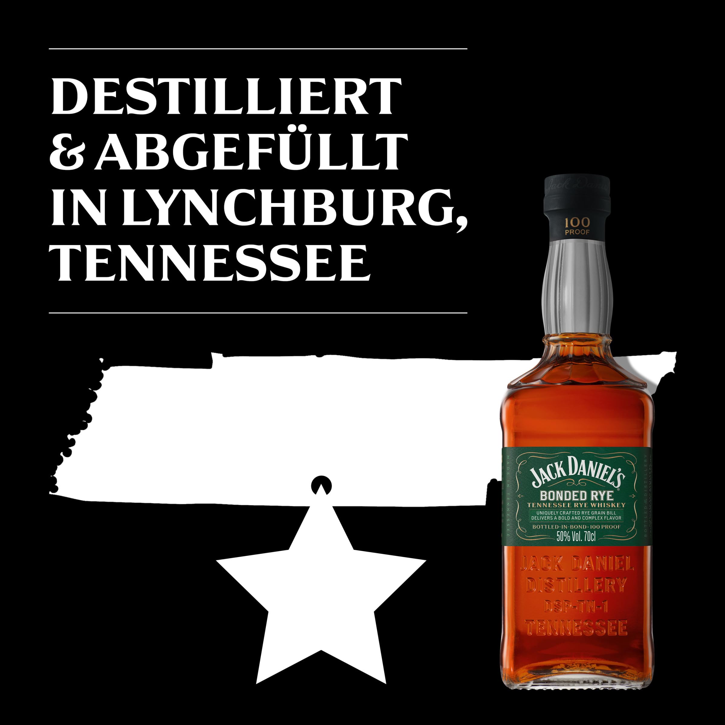 Jack Daniel's Bonded Rye - Tennessee Whiskey - Super Premium - Geschenkempfehlung- Komplexer Geschmack mit Noten von Trockenfrüchten, Toffee und Karamell-0.7L/50% Vol.