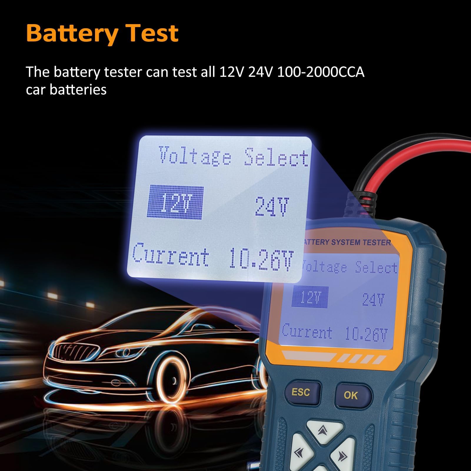Tester per Batteria 12 V 24 V Display Digitale Tester Batteria con Risposta Rapida
